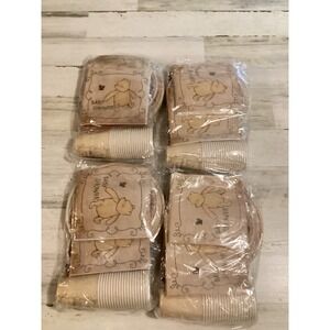 LOT Winnie The Pooh Bear Baby Shower Cups, Napkins, Plates 4packs-appr. 80 Items